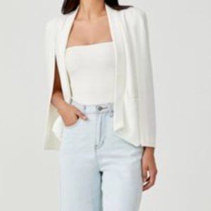 LOVE BONITO Wyetta Shoulder Padded Cape Blazer in Black